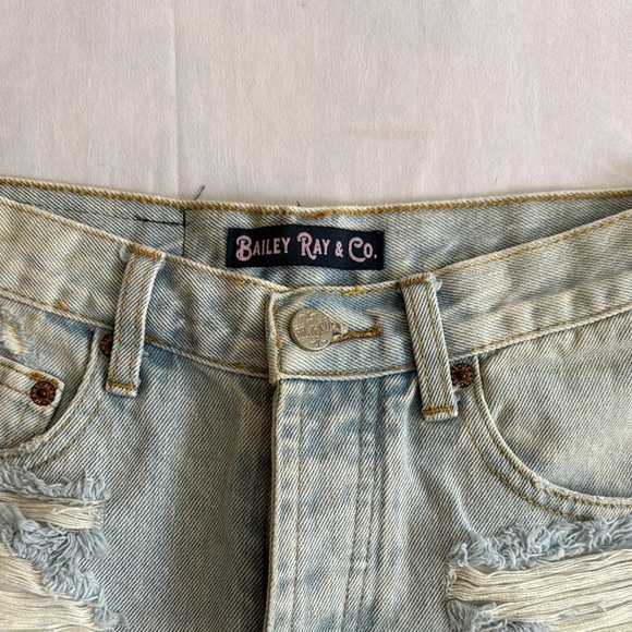 Bailey Rae & Co. Blue Ripped Denim Shorts - Picture 2 of 3